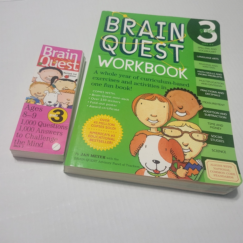 3rd Grade Brain Quest Workbook with Bonus Challenge Cards ages 8-9